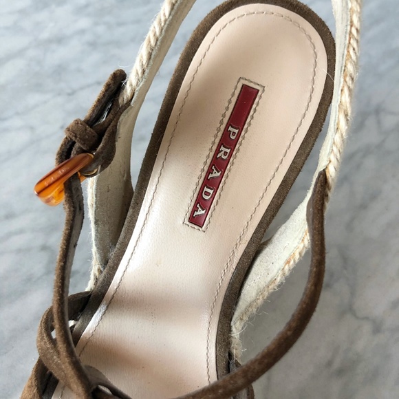 Prada Wedge Espadrilles Size 7, Brown Suede - Picture 4 of 7